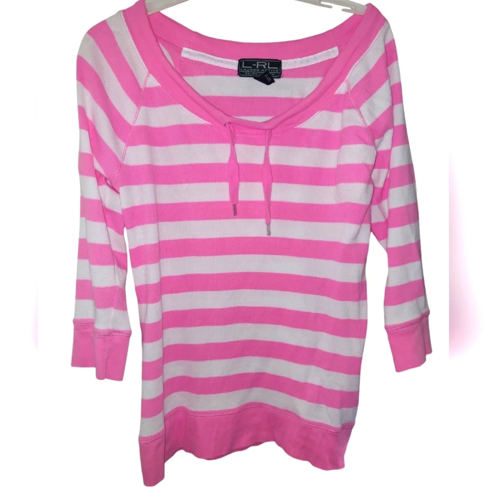 Lauren Ralph Lauren Pink and White Striped Top